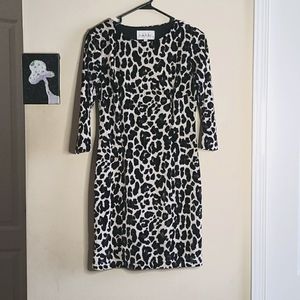 White leopard print dress